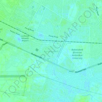 Aurangabad topographic map, elevation, terrain