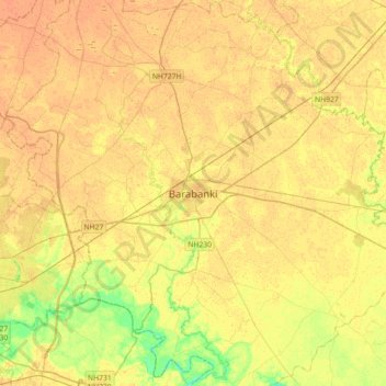 Barabanki topographic map, elevation, terrain