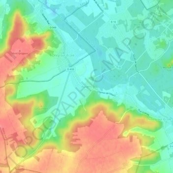Auvers topographic map, elevation, terrain