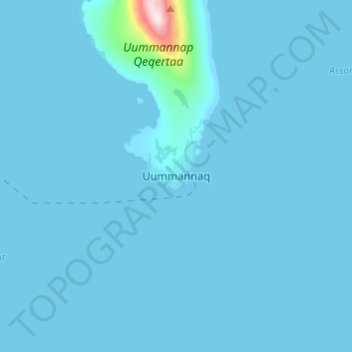 Uummannaq topographic map, elevation, terrain