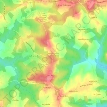 Chez Raynaud topographic map, elevation, terrain