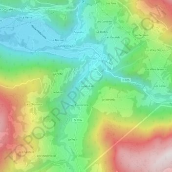 Coutafaillat topographic map, elevation, terrain