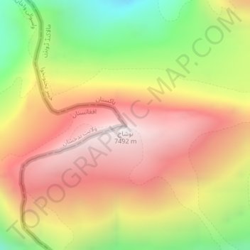 Noshaq topographic map, elevation, terrain