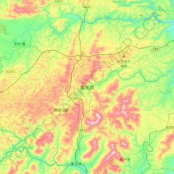 Huangping topographic map, elevation, terrain