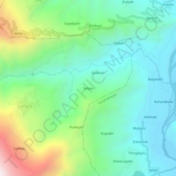 Salgau topographic map, elevation, terrain