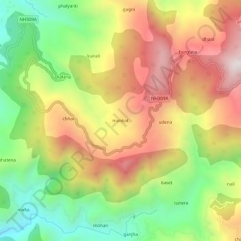 mankot topographic map, elevation, terrain