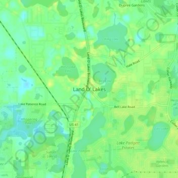Land O' Lakes topographic map, elevation, terrain