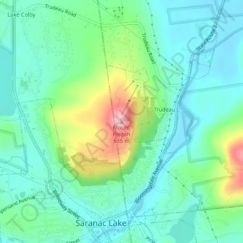 Mount Pisgah topographic map, elevation, terrain