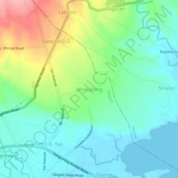 Minsubong topographic map, elevation, terrain