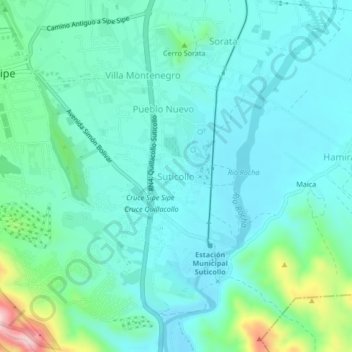 Suticollo topographic map, elevation, terrain