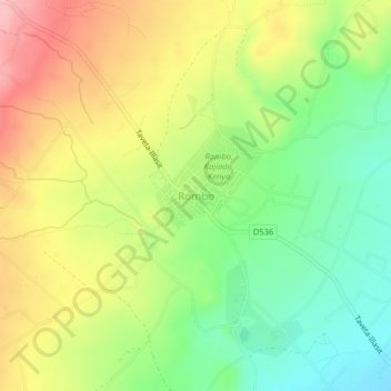 Rombo topographic map, elevation, terrain