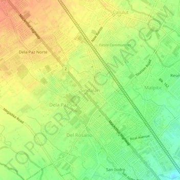 Sindalan topographic map, elevation, terrain