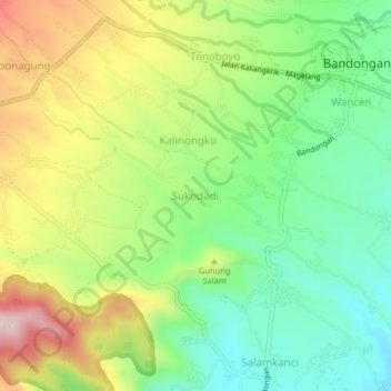 Sukodadi topographic map, elevation, terrain