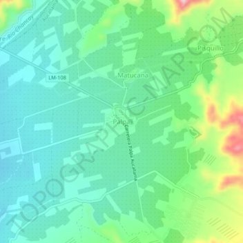 Palpa topographic map, elevation, terrain