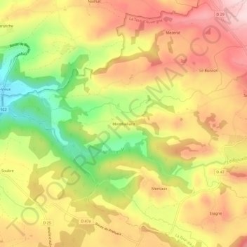 Montbaillard topographic map, elevation, terrain