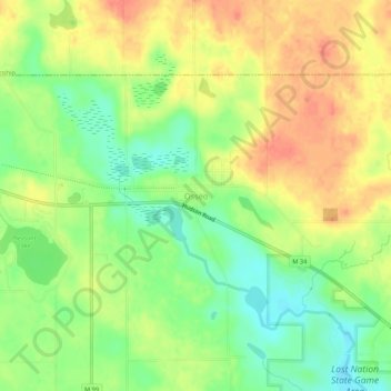 Osseo topographic map, elevation, terrain