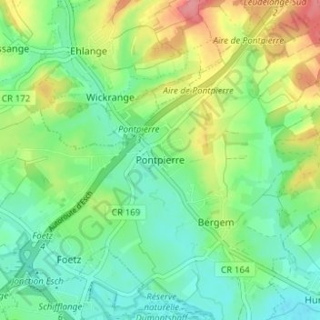 Pontpierre topographic map, elevation, terrain