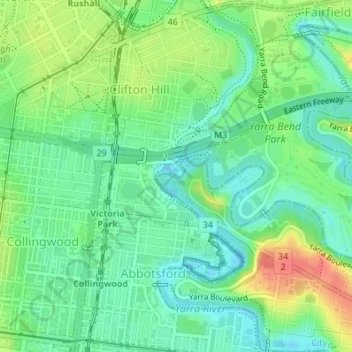 Dights Falls topographic map, elevation, terrain