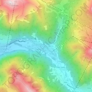 Canazei topographic map, elevation, terrain