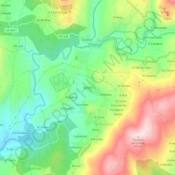 Racelo topographic map, elevation, terrain