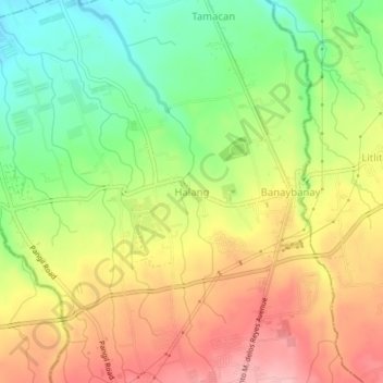 Halang topographic map, elevation, terrain