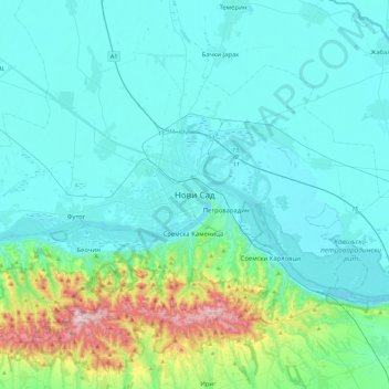 Novi Sad topographic map, elevation, terrain