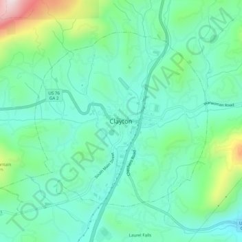 Clayton topographic map, elevation, terrain
