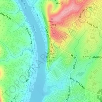Mount Bonnell topographic map, elevation, terrain