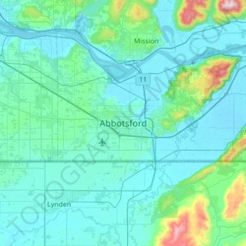Abbotsford topographic map, elevation, terrain