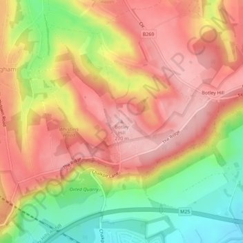 Botley Hill topographic map, elevation, terrain
