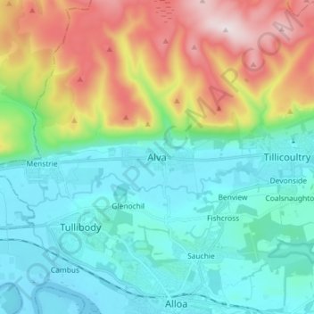 Alva topographic map, elevation, terrain