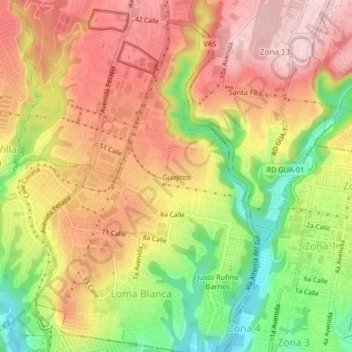 Guajitos topographic map, elevation, terrain