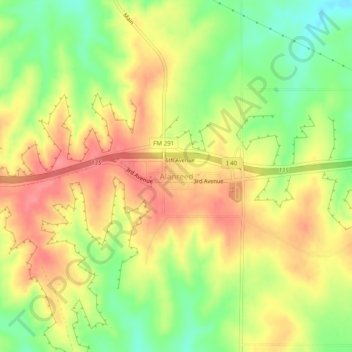 Alanreed topographic map, elevation, terrain