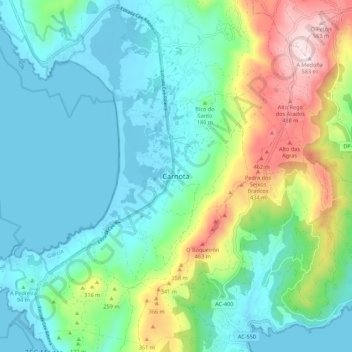 Carnota topographic map, elevation, terrain