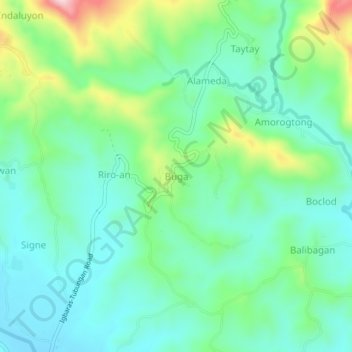 Buga topographic map, elevation, terrain