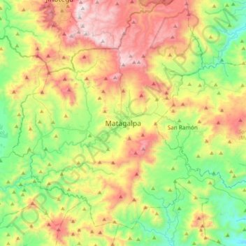 Matagalpa topographic map, elevation, terrain