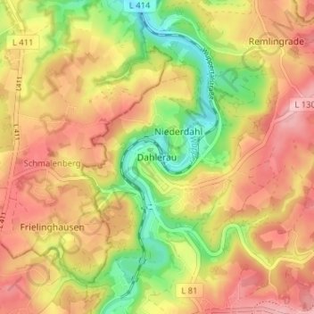 Dahlerau topographic map, elevation, terrain