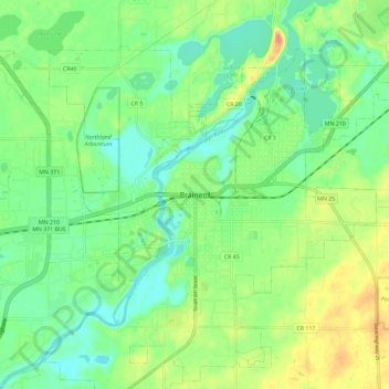 Brainerd topographic map, elevation, terrain