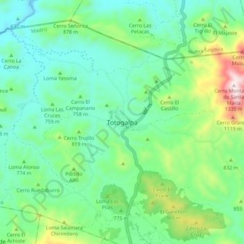 Totogalpa topographic map, elevation, terrain