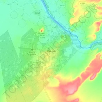Orania topographic map, elevation, terrain