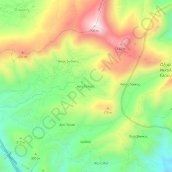 Agia Pelagia topographic map, elevation, terrain