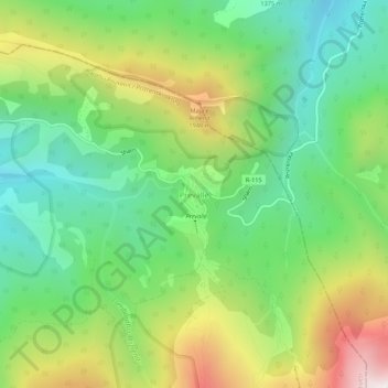 Prevallë topographic map, elevation, terrain