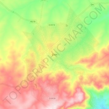 Elim topographic map, elevation, terrain