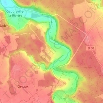 Les Boscherons topographic map, elevation, terrain