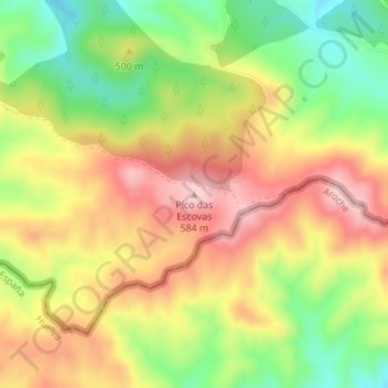 Pico das Escovas topographic map, elevation, terrain