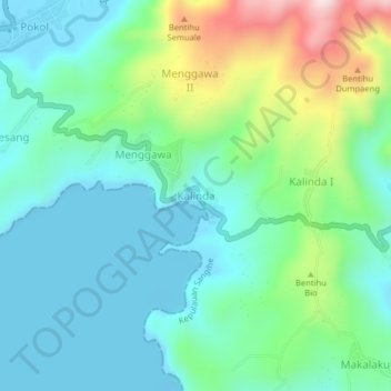 Kalinda topographic map, elevation, terrain