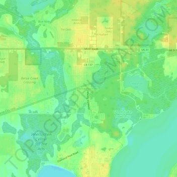Interlochen topographic map, elevation, terrain
