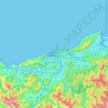 Donostia / San Sebastián topographic map, elevation, terrain