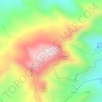 El Yunque topographic map, elevation, terrain