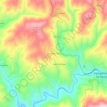 Sobral de Cima topographic map, elevation, terrain